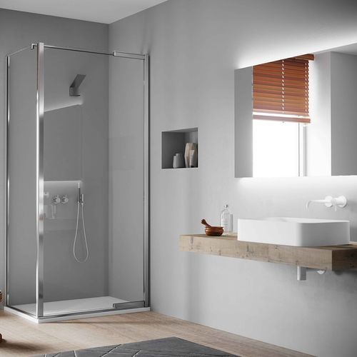 Glas-Duschkabine - calibe - Edelstahl / Aluminium / für Eckeinbau