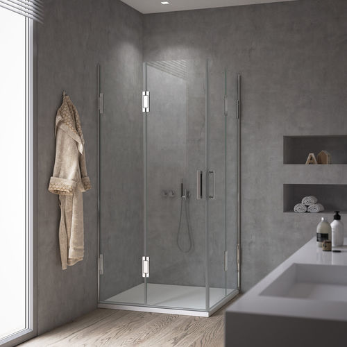 Edelstahl-Duschkabine - calibe - Aluminium / faltbar / für Eckeinbau
