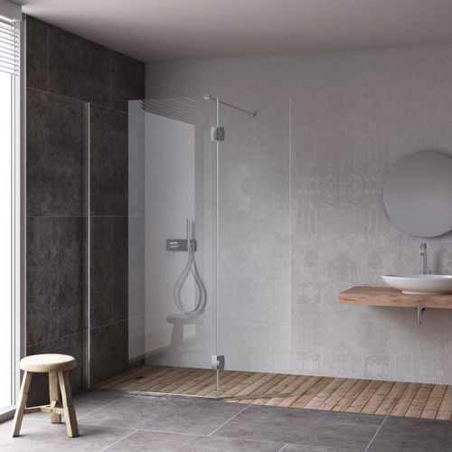 Glas-Duschkabine - LINEA TRASPARENZA - calibe - Edelstahl / für Eckeinbau / für Privatgebrauch