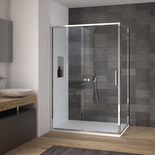 Edelstahl-Duschkabine - calibe - Aluminium / mit Schiebetür / für Eckeinbau