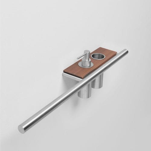Stab-Handtuchhalter - CILINDRO - FALPER - wandmontiert / Edelstahl / Massivholz