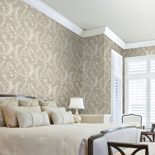 Klassische Tapete - Ludlow - Cole&Son - Stoff / Naturmotiv / weiß