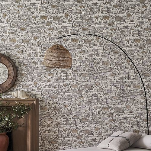 Moderne Tapete - Mediterranea - Cole&Son - Stoff / Städtemotiv / weiß