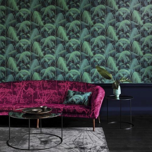 Moderne Tapete - Palm Jungle - Cole&Son - Stoff / Naturmotiv / weiß