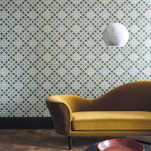 Moderne Tapete - Zellige - Cole&Son - Stoff / geometrisches Muster / Mosaikoptik