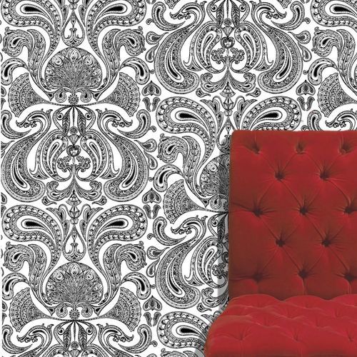 Klassische Tapete - Malabar - Cole&Son - Stoff / Barock / weiß