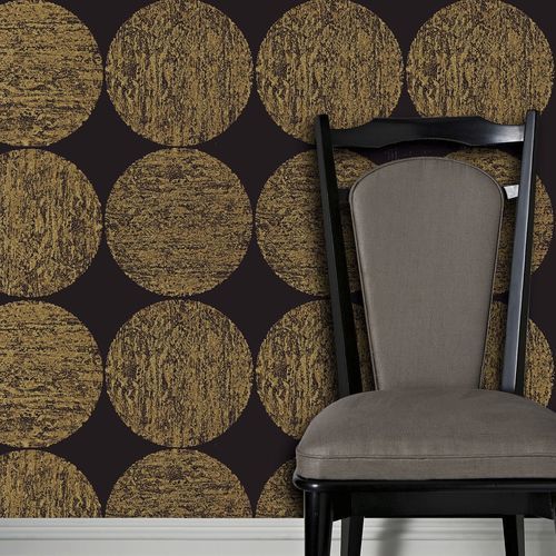 Moderne Tapete - Luna - Cole&Son - Stoff / geometrisches Muster / schwarz