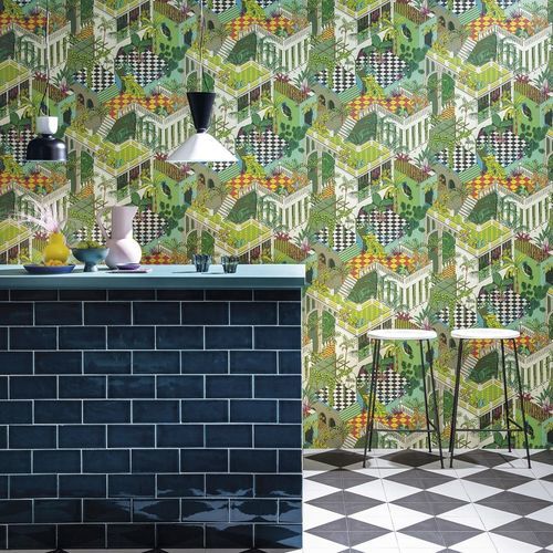 Moderne Tapete - Miami - Cole&Son - Stoff / Naturmotiv / rot