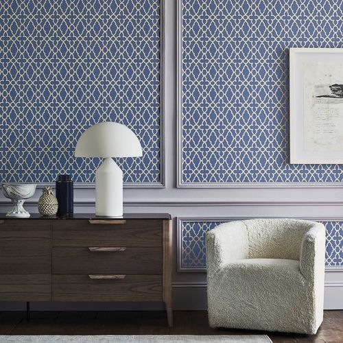 Moderne Tapete - Treillage - Cole&Son - Stoff / geometrisches Muster / weiß