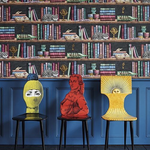 Klassische Tapete - Libreria - Cole&Son - Stoff / Bücherregal / mehrfarbig