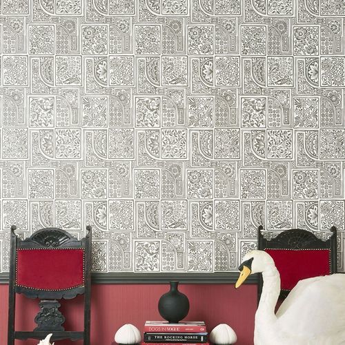 Moderne Tapete - Bellini - Cole&Son - Damast-Motiv / weiß / blau