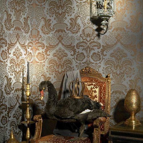 Moderne Tapete - Carmen - Cole&Son - Stoff / Damast-Motiv / grün