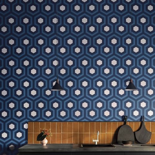Moderne Tapete - Hicks' Grand - Cole&Son - geometrisches Muster / weiß / rot