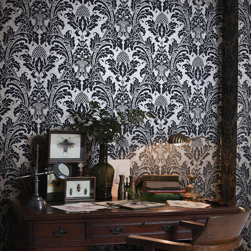 Stil-Tapete - Blake - Cole&Son - Stoff / Damast-Motiv / weiß