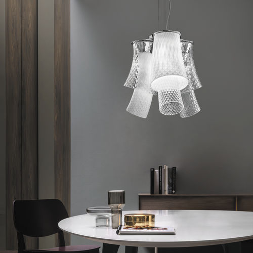 Hängelampe - ASSIBA - Vistosi - Chrom / geblasenes Glas / modern