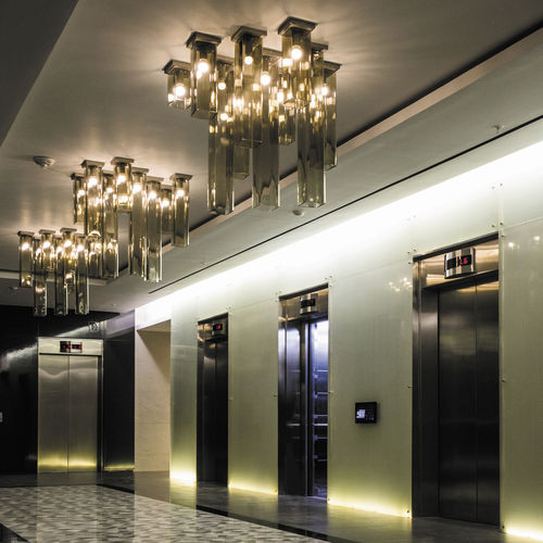 Deckenleuchte / originelles Design - TUBES - Vistosi - in Würfelform / geblasenes Glas / LED