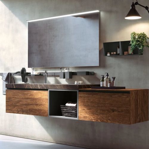 Wandhängender Waschtisch-Unterschrank - LINEA 01 - ARCHEDA - Steinzeug / modern / ohne Tür
