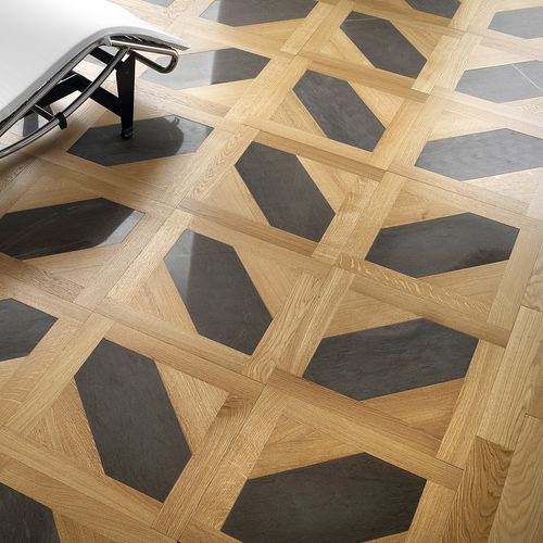 Massivparkett - SOPHIE - NATURAL OAK - PARQUET IN - mit Keramik Intarsie / geölt / verklebt