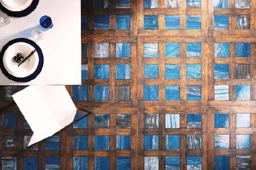 Massivparkett - CATHERINE - PARQUET IN - mit Marmor Intarsien / gestrichen / verklebt