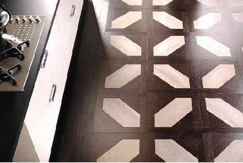 Massivparkett - SOPHIE - DARK WENGE - PARQUET IN - mit Marmor Intarsien / lasiert / verklebt