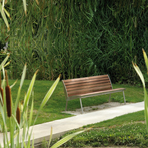 Moderne Bank für den öffentlichen Raum - MIAMI - AREA - Holz / Edelstahl / pulverbeschichteter Stahl
