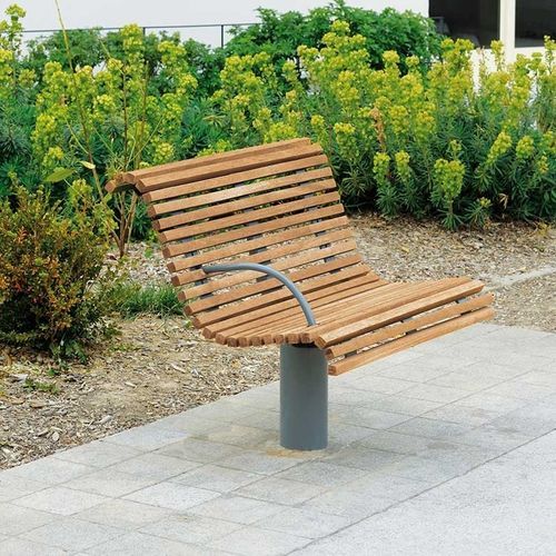Moderne Bank für den öffentlichen Raum - VENISE - AREA - Holz / Stahl / mit Rückenlehne