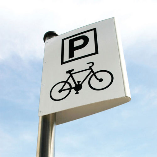 Mast für Verkehrszeichen - ARCADIE - AREA - gebürsteter Edelstahl / pulverbeschichteter Stahl