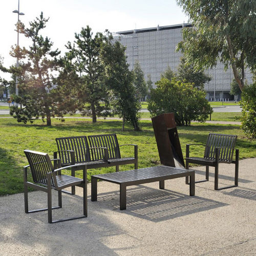 Moderner Couchtisch - NEWPORT  - AREA - Stahl / rechteckig / für öffentliche Bereiche