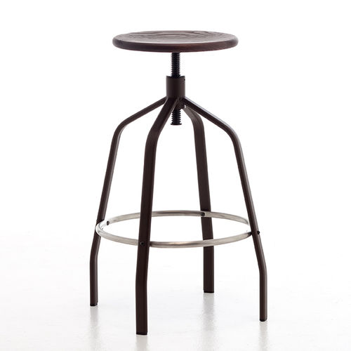 Moderner Barhocker - VITO - arrmet - Holz / Gestell aus pulverbeschichtetem Stahl / mit 4 Beinen