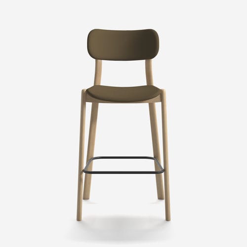 Barhocker / skandinavisches Design - KIYUMI WOOD FABRIC ST  - arrmet - Leder / Stoff / Gestell aus Esche