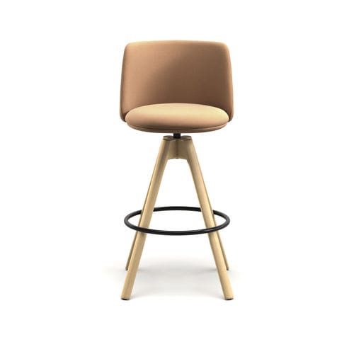 Barhocker / skandinavisches Design - Pure Belle ST SW - arrmet - Leder / Stoff / Gestell aus Esche
