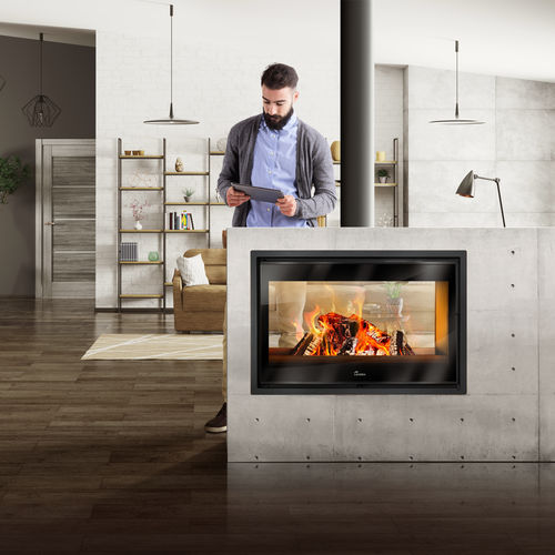 Doppelseitiger Kamineinsatz - NICKEL - Lacunza - Holz