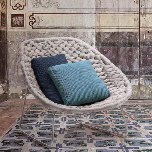 Moderner Sessel - SHITO - PAOLA LENTI - Stoff / Edelstahl / mit abnehmbarem Kissen
