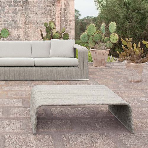 Moderner Couchtisch - FRAME - PAOLA LENTI - Aluminium / Edelstahl / Kordel