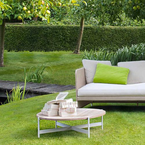 Moderner Beistelltisch - HERON - PAOLA LENTI - Stahl / Marmor / rund