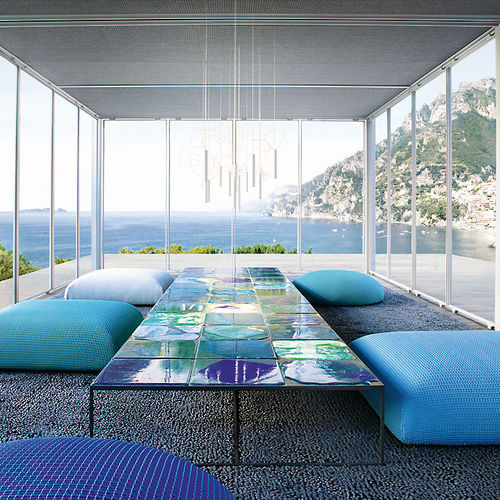 Moderner Beistelltisch - SCIARA - PAOLA LENTI - Edelstahl / Stein / rechteckig