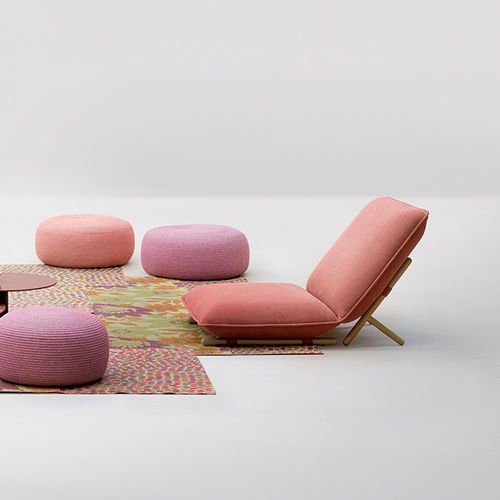 Moderner Kaminsessel - HIRO - PAOLA LENTI - Stoff / Holz / grau