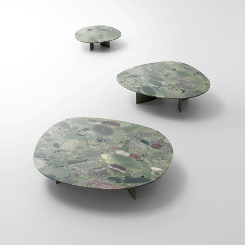 Moderner Couchtisch - ISOLE - PAOLA LENTI - Granit / Gestell aus rostfreiem Edelstahl / für Privatgebrauch