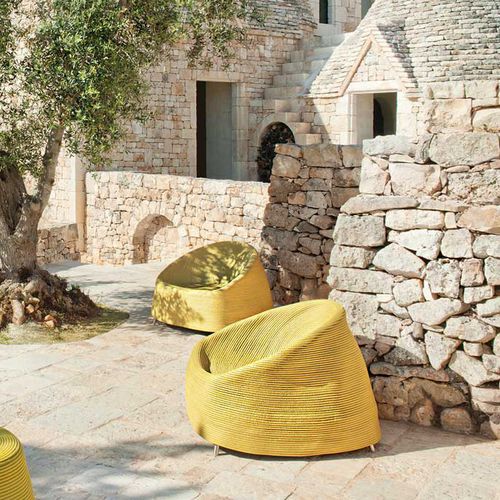 Moderner Sessel - AFRA - PAOLA LENTI - Kordel / Manilahanf / Edelstahl