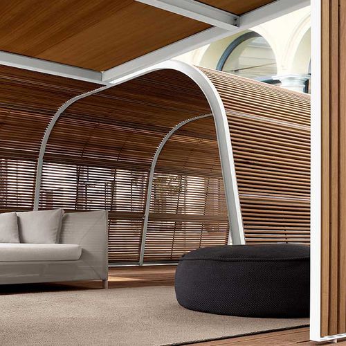 Holzpavillon - CABANNE - PAOLA LENTI - Aluminium / galvanisiertem Stahl / Holzdach