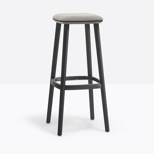 Moderner Barhocker - BABILA 2706/A - PEDRALI - Aluminiumguss / Gestell aus Esche / mit Fußstütze