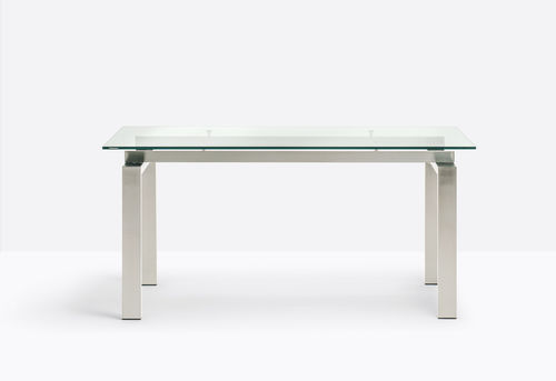 Moderner Tisch - SPACE TS - PEDRALI - Glas / Laminat / Gestell aus rostfreiem Edelstahl