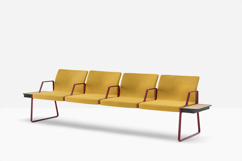 Moderne Polsterbank - plural soft P03113/3114/3116/3119 - PEDRALI - Stoff / Leder / Gestell aus Aluminium