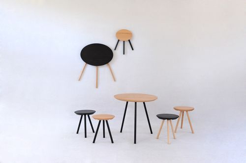Moderner Tisch - 2D - SMARIN - Holz / rund / klappbar