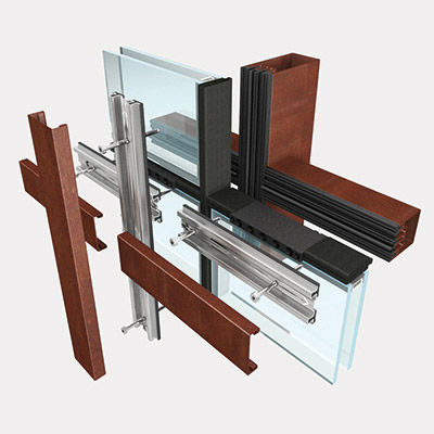 Vorhangfassade / freitragende Struktur - 4F1 - SECCO SISTEMI - aus Metall und Glas