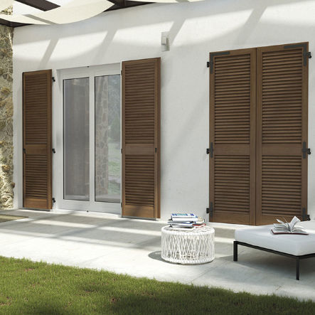 Fall-Fensterladen - FIXA QUADRA - SPI - Lamellen / Holz / Aluminium