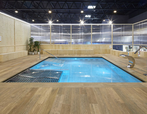 Überlaufschwimmbecken - SMART - Rosa Gres - für Außenbereich / für Hotels / erdverlegt