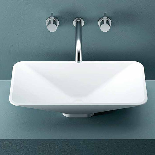 Aufsatzwaschbecken - SQUARE - PLANIT - Corian® / rechteckig / ohne Öffnung