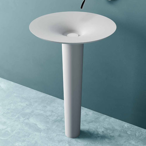 Bodenstehendes Waschbecken - TUBE 3 - PLANIT - Corian® / rund / ohne Öffnung