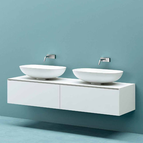 Doppelter Waschtisch-Unterschrank - INFINITY 1 - PLANIT - wandhängend / Holzfurnier / Corian®